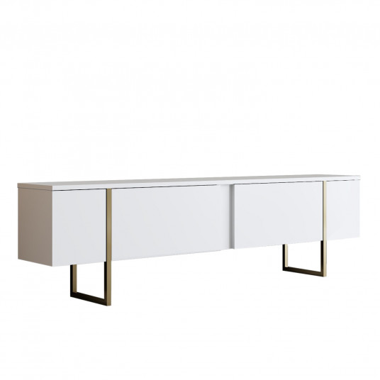TV spintelė Luxe - balta, auksinė