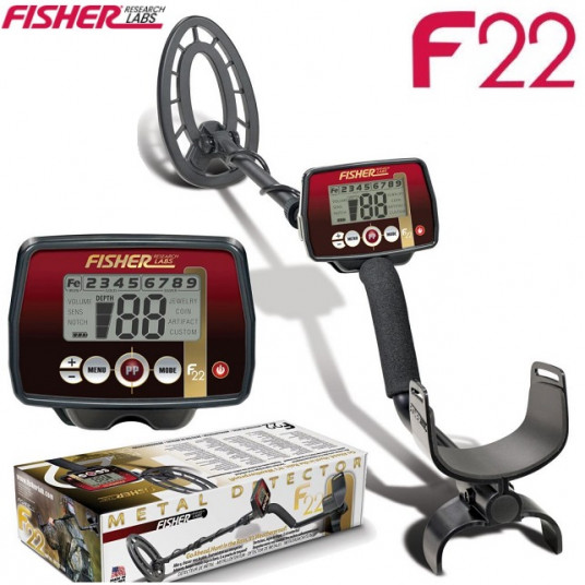 Metalo detektorius Fisher F22 su 11“ (28cm.) DoubleD rite