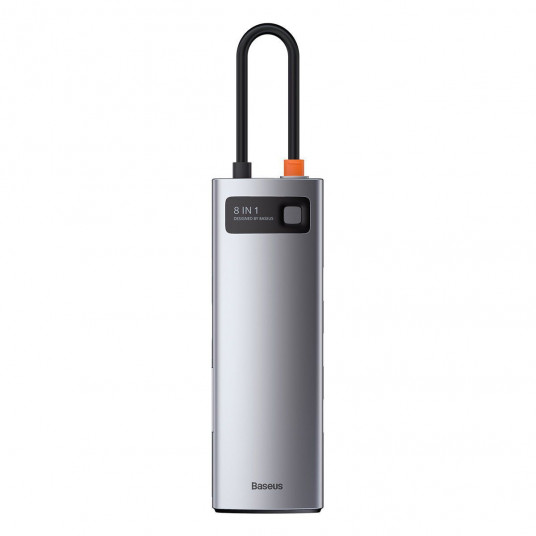 Baseus Metal Gleam Series Hub 8w1, USB-C iki 3x USB 3.0 + HDMI + USB-C PD + Ethernet RJ45 + microSD / SD