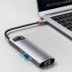 Baseus Metal Gleam Series Hub 8w1, USB-C iki 3x USB 3.0 + HDMI + USB-C PD + Ethernet RJ45 + microSD / SD