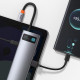 Baseus Metal Gleam Series Hub 8w1, USB-C iki 3x USB 3.0 + HDMI + USB-C PD + Ethernet RJ45 + microSD / SD
