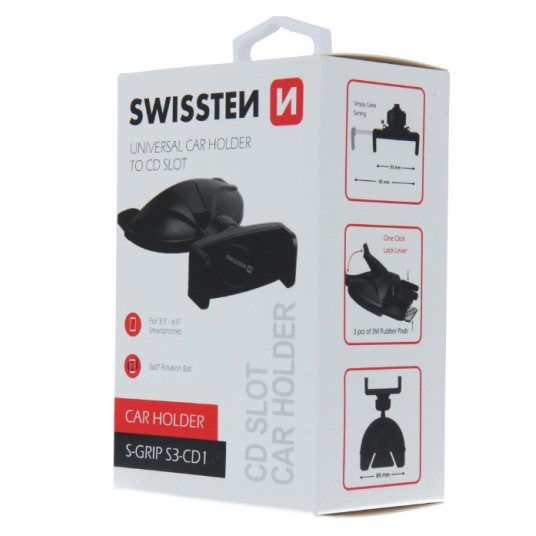 Swissten S-Grip S3-CD1 Universal Car CD / Radio Holder For Tablets / Phones / GPS Black