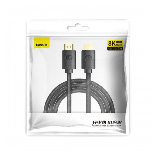 Kabelis Baseus HDMI 2.1, 3m, 8K 60 Hz 48 Gbps / 4K 120 Hz / 2K 144 Hz 3D eARC QMS