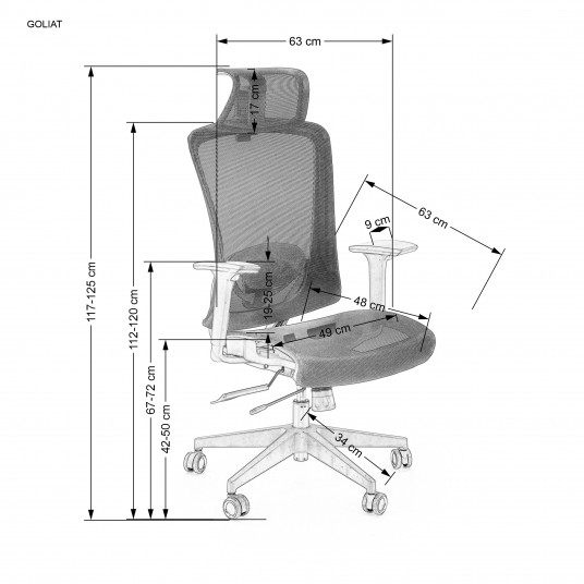Ergonominė biuro kėdė GOLIAT juoda