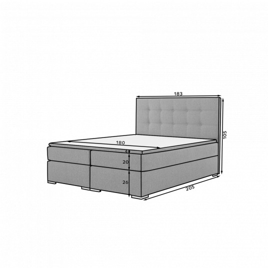 Continental lova Inez 180X200, pilka, audinys Sawana 21