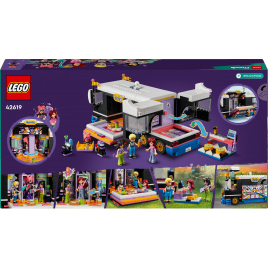LEGO® 42619 Friends Popmuzikos žvaigždės gastrolių autobusas