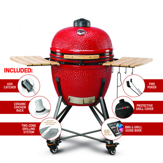 Kepsninė (Grilis) Kamado Bono Grande Raudona 59 cm