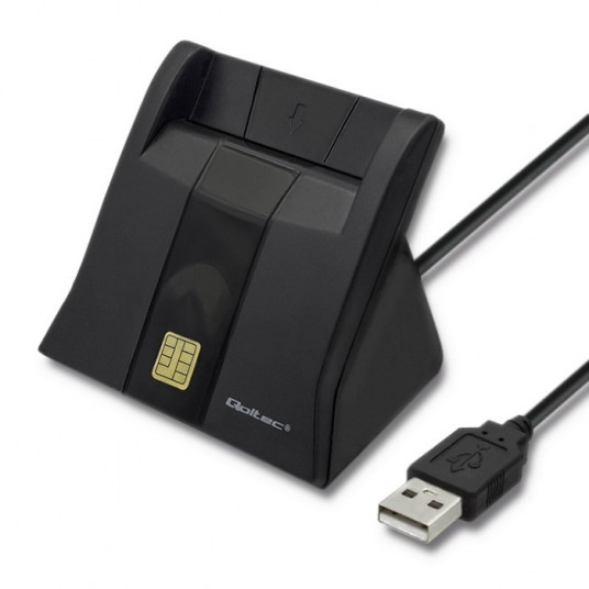 Qoltec 50643 Smart chip asmens tapatybės kortelių skaitytuvas | USB 2.0 | „Plug & Play“