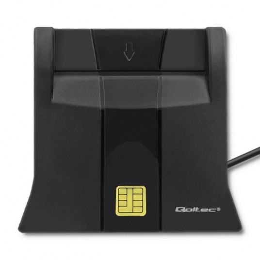 Qoltec 50643 Smart chip asmens tapatybės kortelių skaitytuvas | USB 2.0 | „Plug & Play“