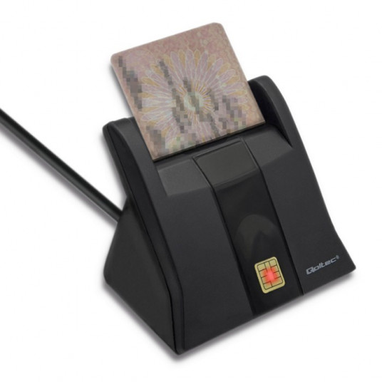 Qoltec 50643 Smart chip asmens tapatybės kortelių skaitytuvas | USB 2.0 | „Plug & Play“