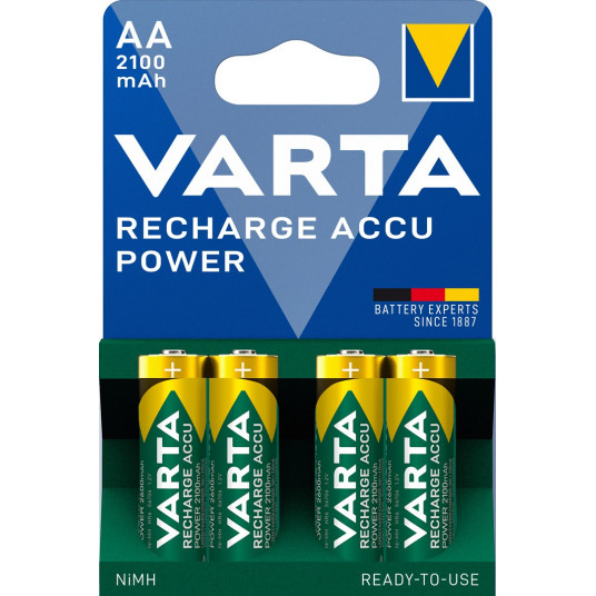 VARTA HR6 AA Recharge Accu Power 2100 mAh 56706 Įkrovimo tikslumas 4 vnt Žalia, Geltona