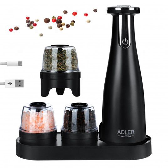 Elektrinis druskos ir pipirų malūnėlis Adler AD 4449b Black