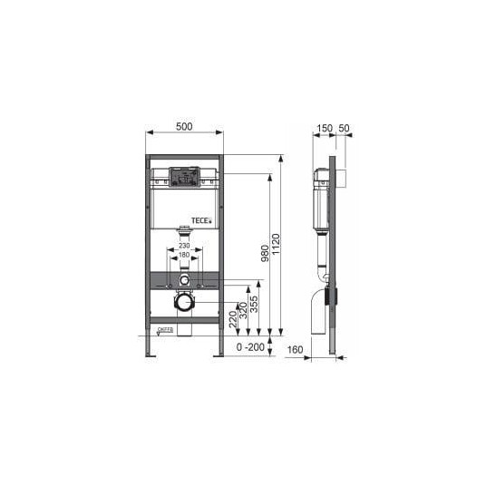 Unitazo rėmas Tece 9400412, 16 cm x 50 cm + mygtukas + tvirtinimo detalės + tarpinė, chromo
