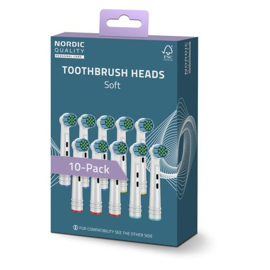 Dantų šepetėlio antgaliai Nordic Quality tinka Oral-B®, Standard Soft, 10 vnt. / 2270014
