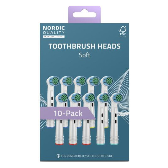 Dantų šepetėlio antgaliai Nordic Quality tinka Oral-B®, Standard Soft, 10 vnt. / 2270014