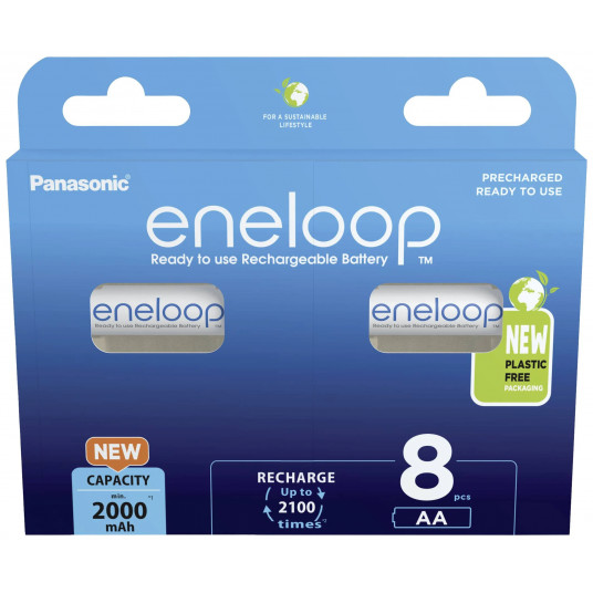 Panasonic rechargeable batteries ENELOOP BK-3MCDE/8BE, 2000 mAh, 2100 (8xAA)