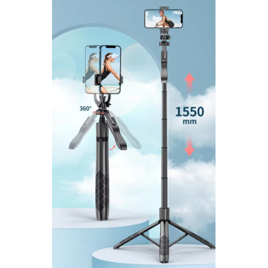 Wooco L16 Long Selfie Stick - Tripod Bluetooth / 153cm