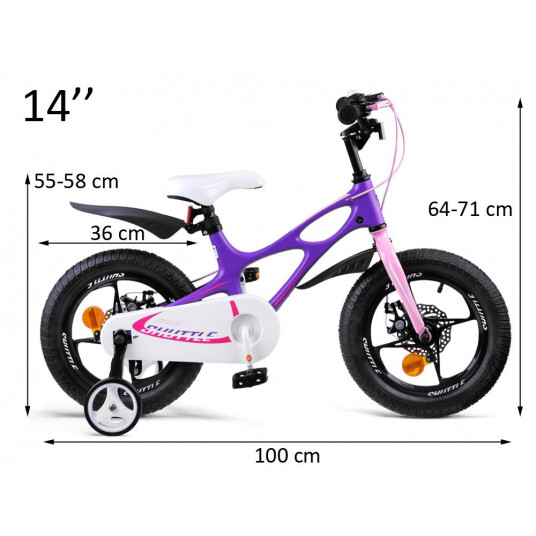 Vaikiškas dviratis RoyalBaby Bicycle 14 "Space Shuttle + RB14-22 pusher