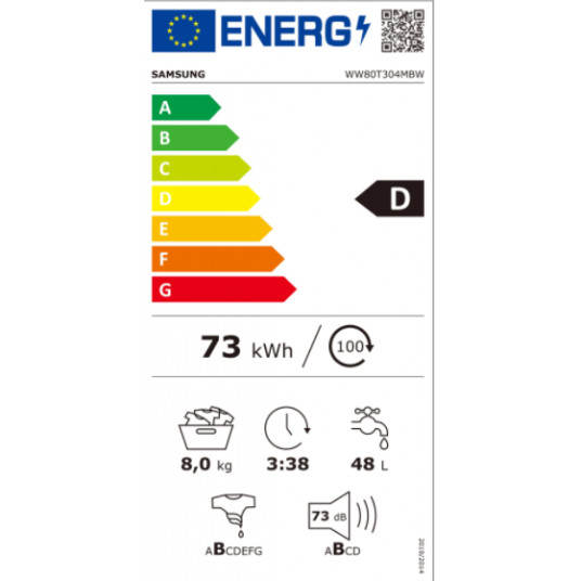 Skalbimo mašina Samsung WW80T304MBW/LE