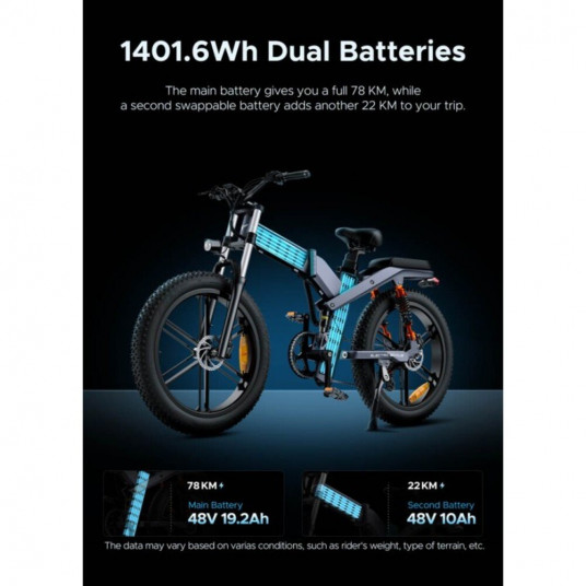 Dviratis 26 elektrinis sulankstomas Engwe X26 1200Wh dviguba baterija juodas