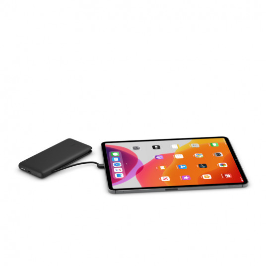 Išorinė baterija Belkin BOOST CHARGE Plus Power Bank 10000 mAh, Integruoti LTG ir USB-C laidai, juodas, 18 W