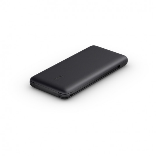 Išorinė baterija Belkin BOOST CHARGE Plus Power Bank 10000 mAh, Integruoti LTG ir USB-C laidai, juodas, 18 W