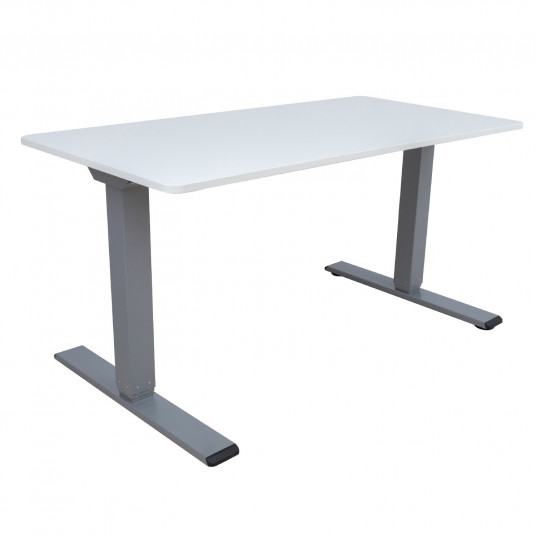 Rašomasis stalas ERGO OPTIMAL su 2 varikliais 140x80 cm, pilkšvai baltas