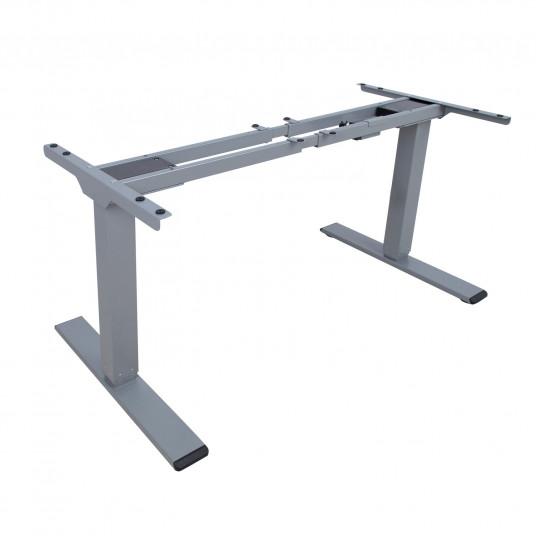 Rašomasis stalas ERGO OPTIMAL su 2 varikliais 140x80 cm, pilkšvai baltas