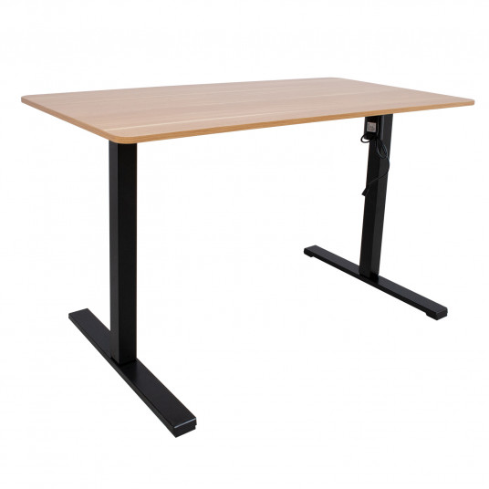 Rašomasis stalas ERGO OPTIMAL su 1 varikliu, 120x60 cm, ąžuolas/juodas