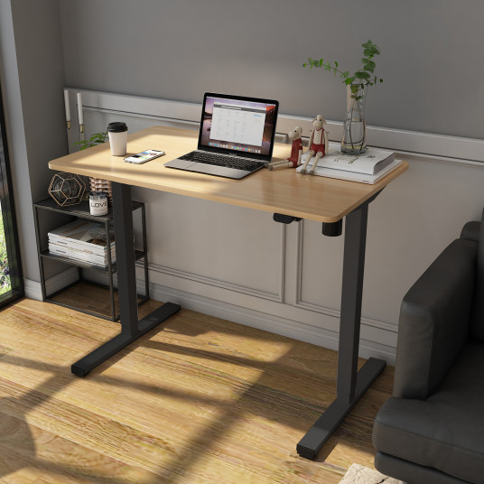 Rašomasis stalas ERGO OPTIMAL su 1 varikliu, 120x60 cm, ąžuolas/juodas