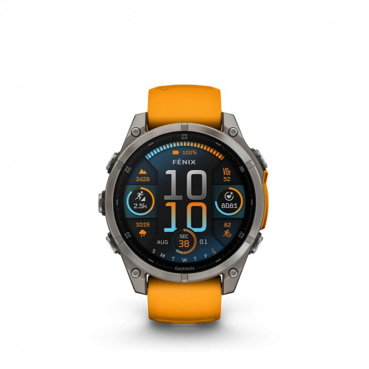 Išmanusis laikrodis Garmin Fenix 8 AMOLED Sapphire 47mm Titanium/Spark Orange Graphite 010-02904-11