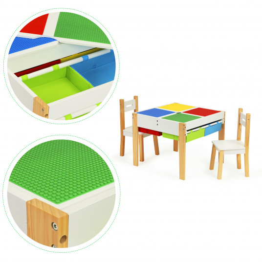 Wooden furniture for children set table + 2 chairs