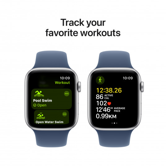 Išmanusis laikrodis Apple Watch SE GPS 44mm Silver Aluminium Case with Denim Sport Band - S/M