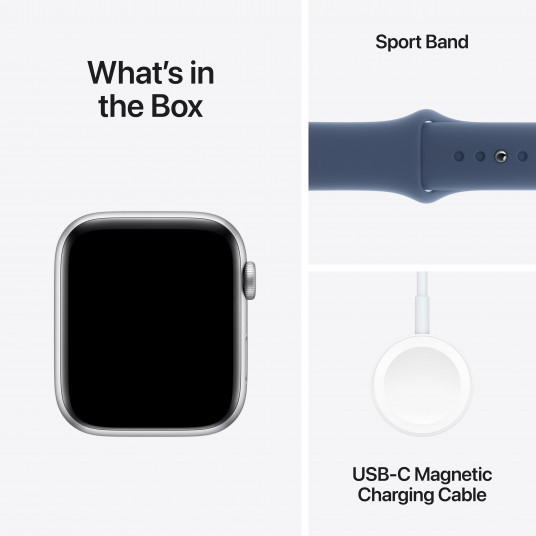 Išmanusis laikrodis Apple Watch SE GPS 44mm Silver Aluminium Case with Denim Sport Band - S/M