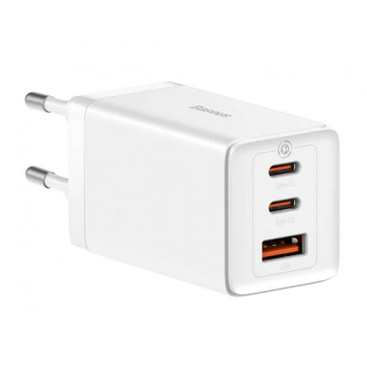 Įkroviklis Baseus GaN5 Pro 2xUSB-C + USB, 65W (white)