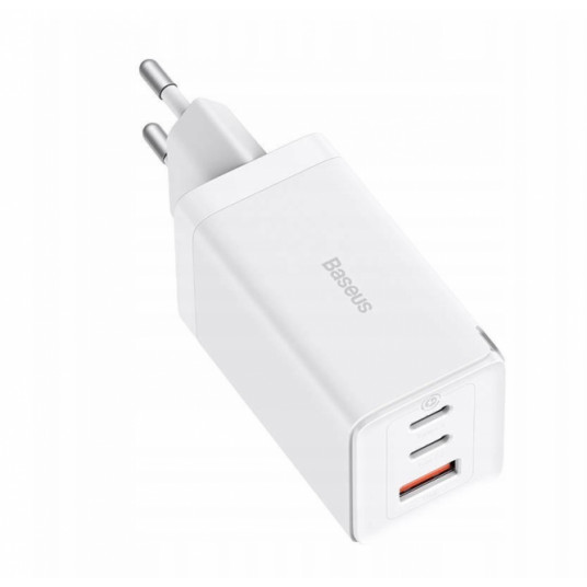 Įkroviklis Baseus GaN5 Pro 2xUSB-C + USB, 65W (white)