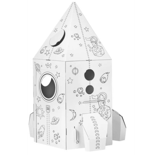 3D kartoninė raketa spalvinimui 051