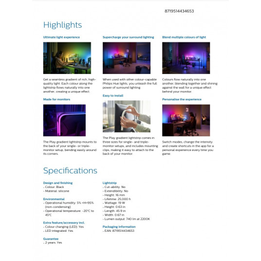 Philips Hue Gradient PC strip, 32''-34'' + bridge