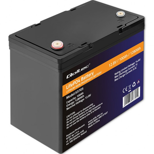 QOLTEC BATTERY LIFEPO4 | 12,8 V | 100AH | 1280 WH
