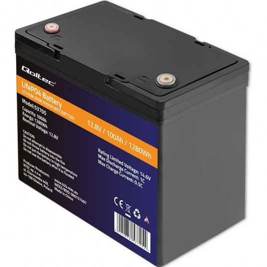 QOLTEC BATTERY LIFEPO4 | 12,8 V | 100AH | 1280 WH