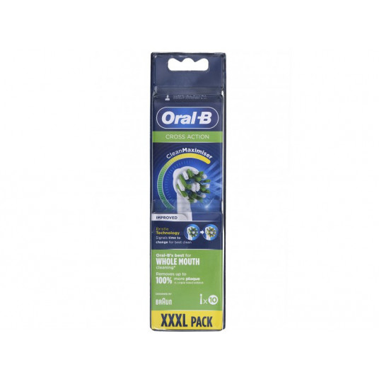 Dantų šepetėlio pakaitiniai antgaliai Oral-B Cross Action Clean, 10 vnt., balti