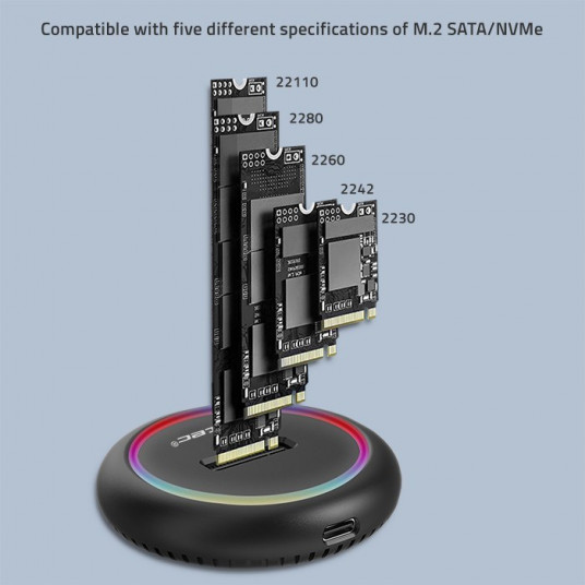 Qoltec 52275 M.2 SSD disko prijungimo stotelė | SATA | NVMe | USB-C | 2TB