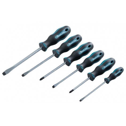 MAKITA SCREWDRIVER SET 6pcs. (SL4.0 x 100 / SL5.5 x 100 / SL6.5 x 125 / SL8 x 150 / PZ1 x 80 / PZ2 x 100)