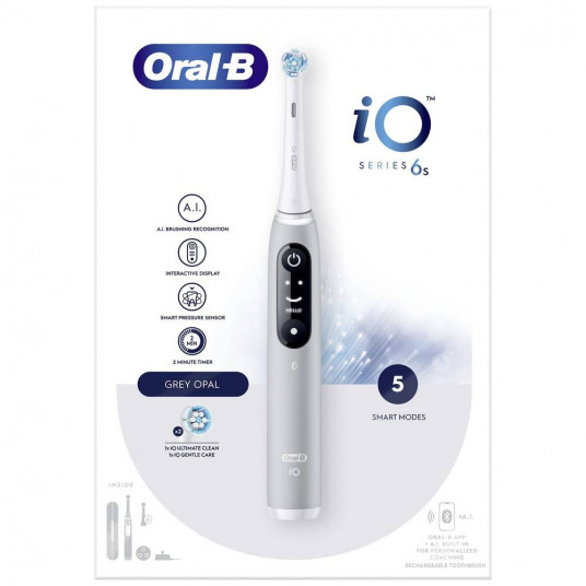 Oral-B iO Series 6s elektrinis dantų šepetėlis, pilkas