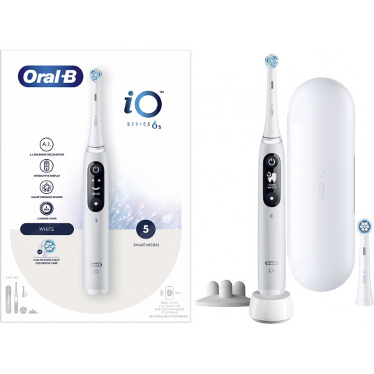 Oral-B iO Series 6s elektrinis dantų šepetėlis, baltas