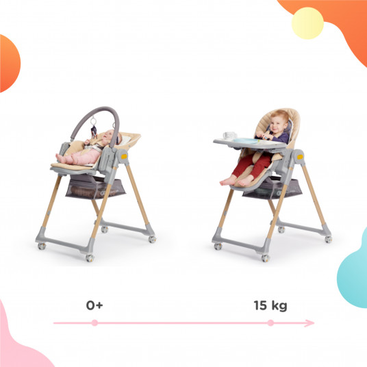 KINDERKRAFT maitinimo kėdutė/gultukas LASTREE, pilka