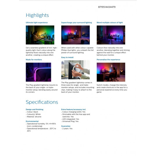 Philips Hue Gradient PC strip, 24''-27''