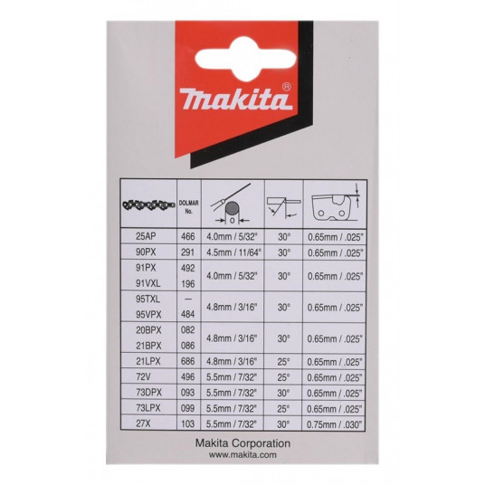 Grandininių pjūklų grandinė MAKITA 191H11-5, 1,3 mm, 3/8",52