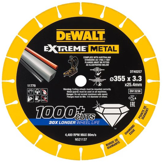 Pjovimo diskas DEWALT METAL BLADE 355x3,3x25,4mm DIAMOND