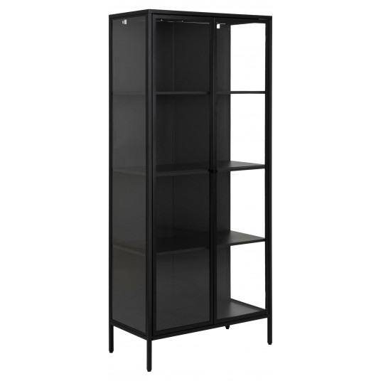 Vitrina Newcastle, Viršutinė dalis plieninis matinis juodas, plieninis matinis juodas, 80x40x180 cm